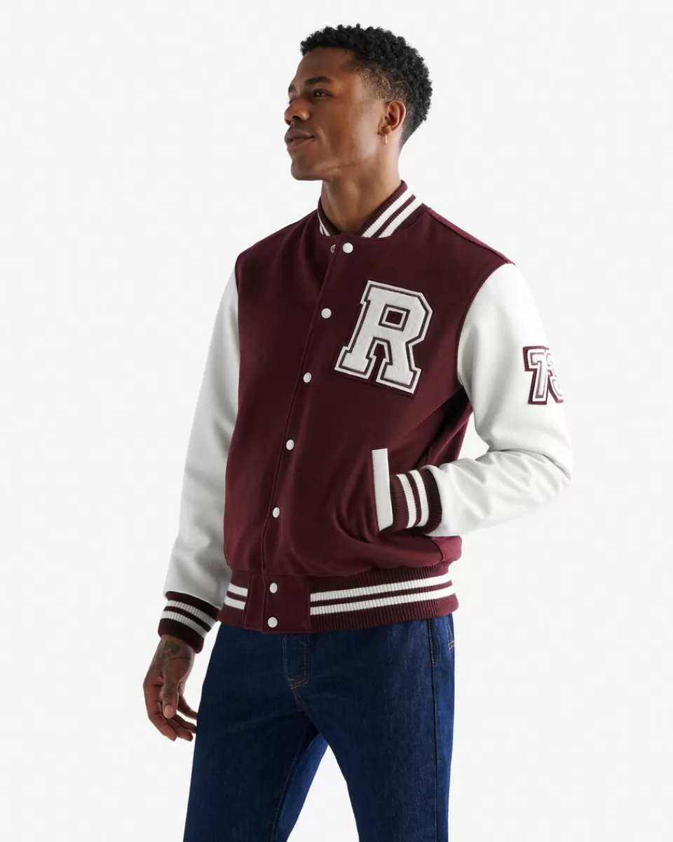 Roots Mens Vintage Varsity Jacket MAROON/WHITE Best Sale