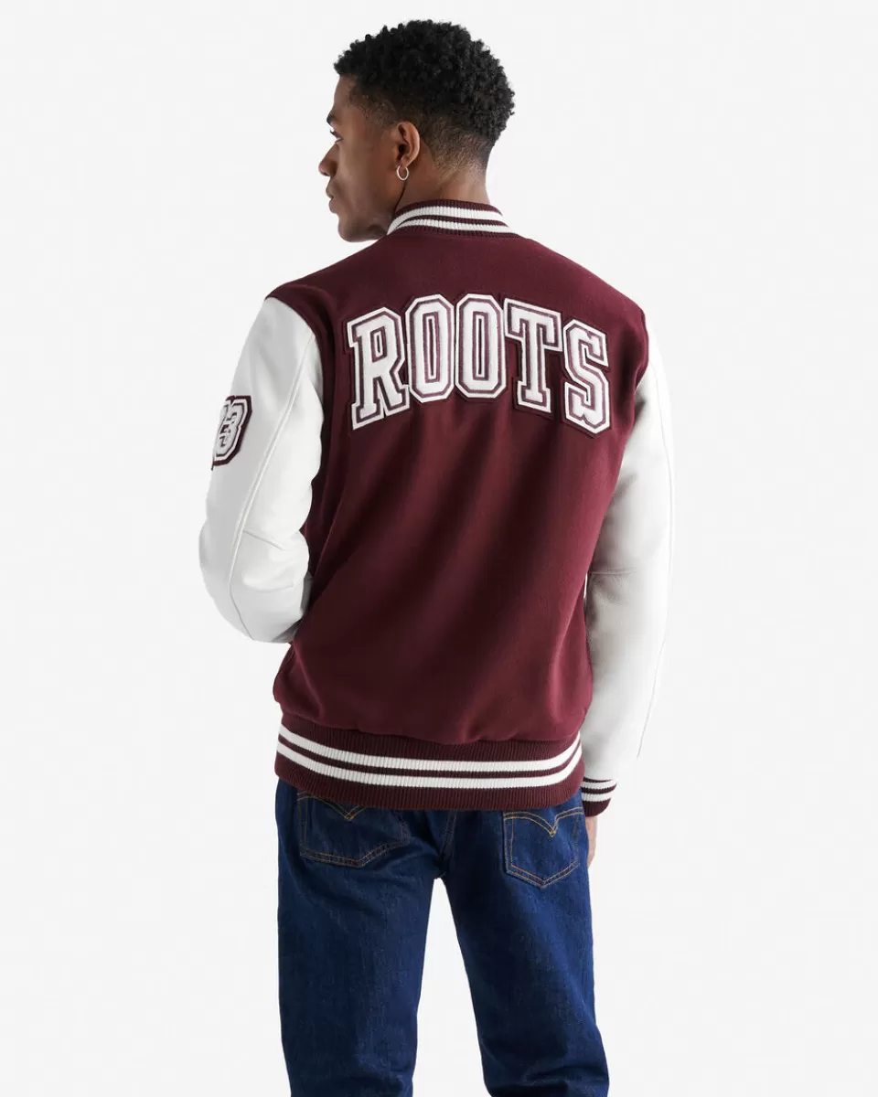 Roots Mens Vintage Varsity Jacket MAROON/WHITE Best Sale