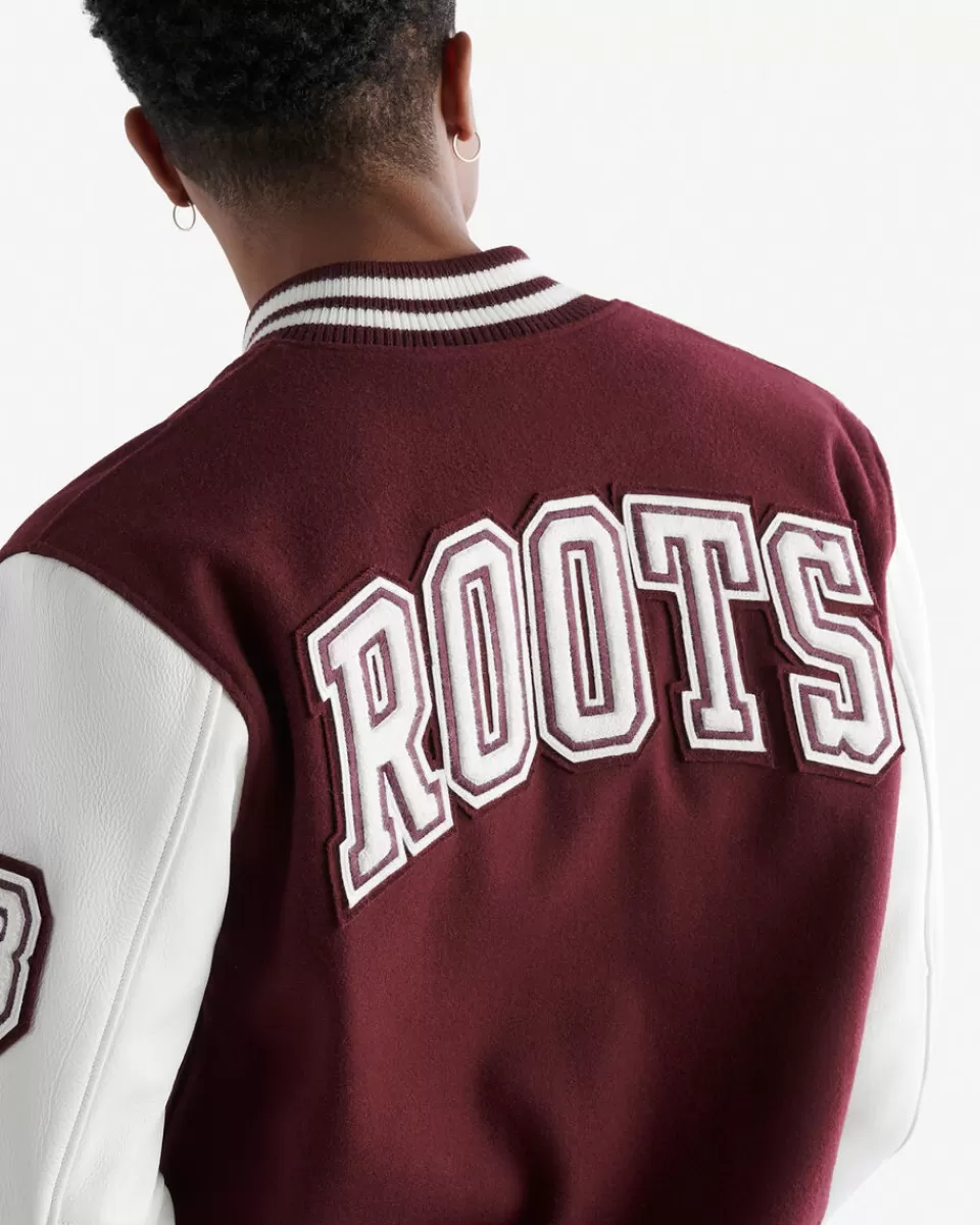Roots Mens Vintage Varsity Jacket MAROON/WHITE Best Sale