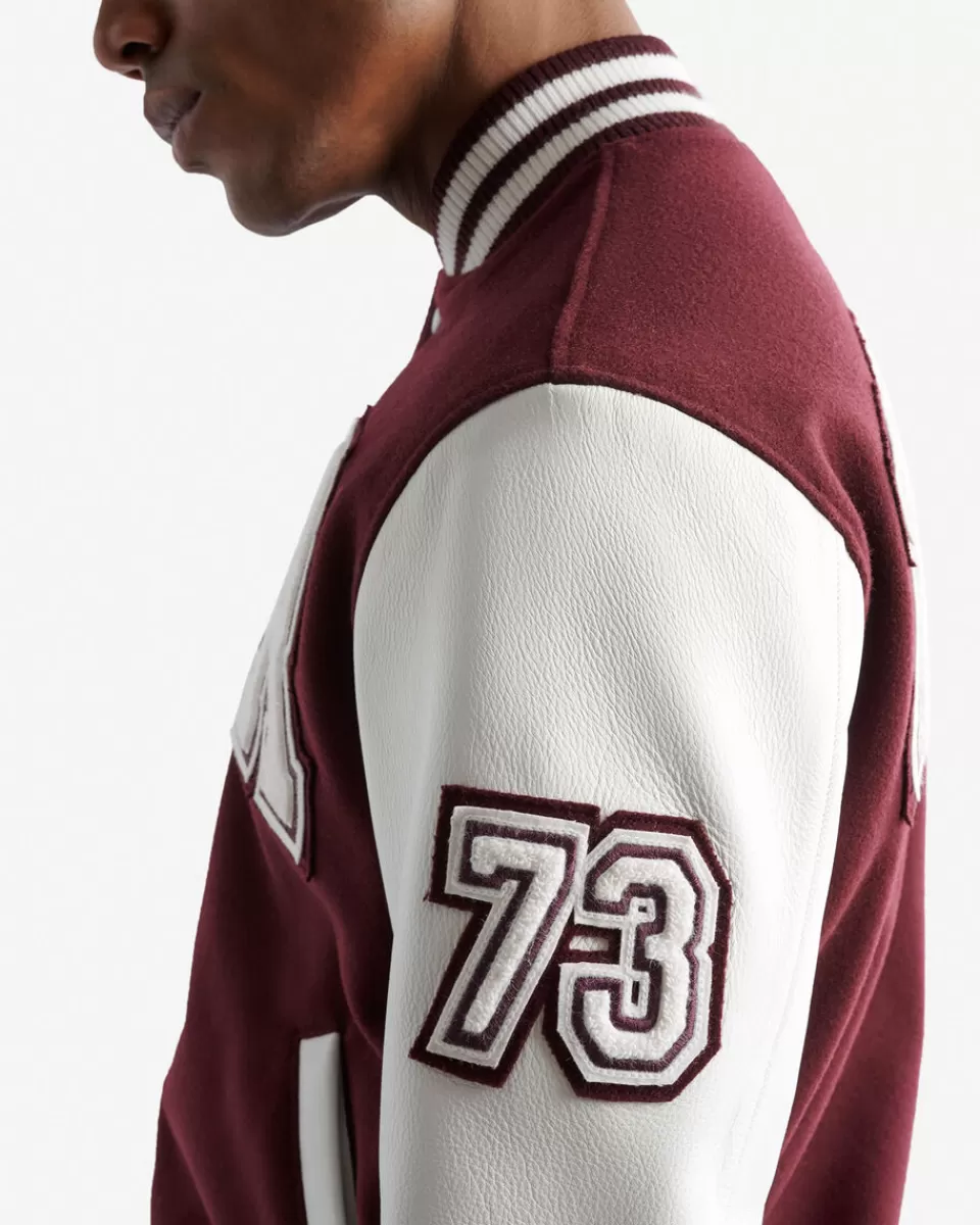 Roots Mens Vintage Varsity Jacket MAROON/WHITE Best Sale